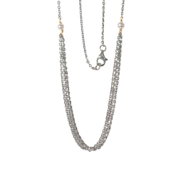 Halskde i rhodineret/forgyldt sterlingslv med ferskvandsperler