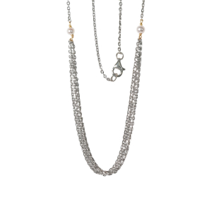 Halskde i rhodineret/forgyldt sterlingslv med ferskvandsperler