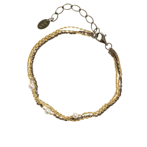 Armbnd i forgyldt/sort rhodineret sterlingslv med ferskvandsperler