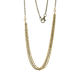 Halskde i forgyldt/sort rhodineret sterlingslv med ferskvandsperler