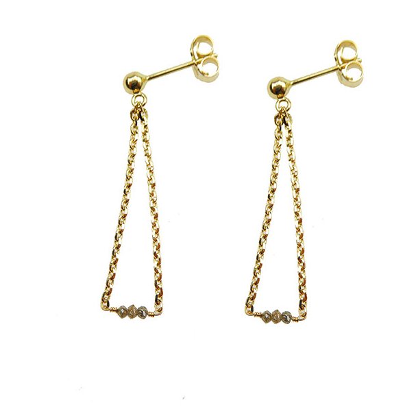 14K Earrings with Champagne Faceted Diamonds