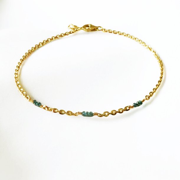 14K Bracelet &amp; Necklace w. Blue-Green Faceted Diamonds