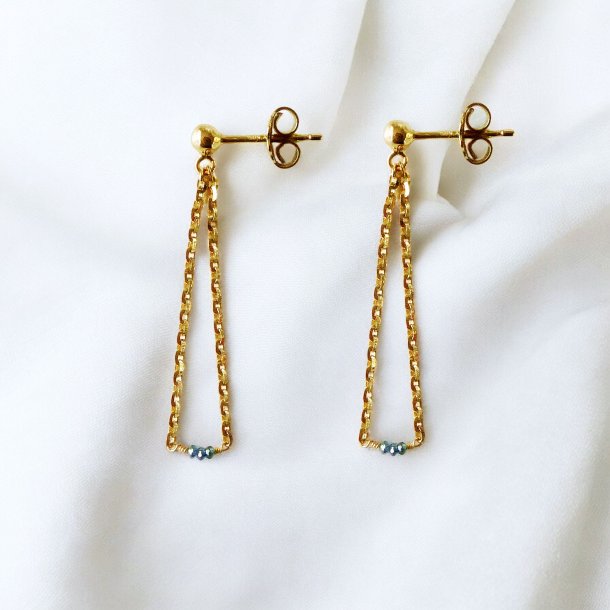 14K Earrings with Blue-Green Faceted Diamonds