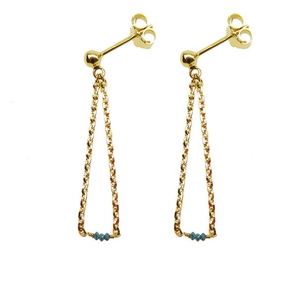 14K Earrings with Blue-Green Faceted Raw Diamonds