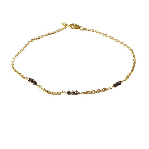 14K Bracelet &amp; Necklace w. Black Faceted Diamonds