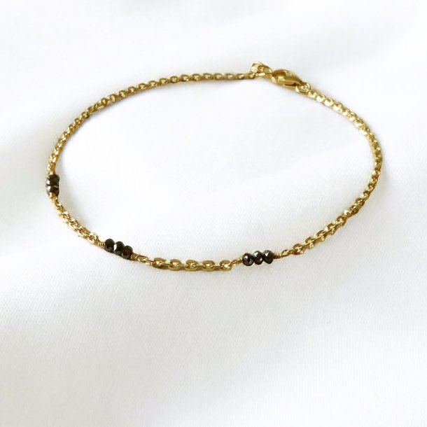 14K Bracelet &amp; Necklace w. Black Faceted Diamonds