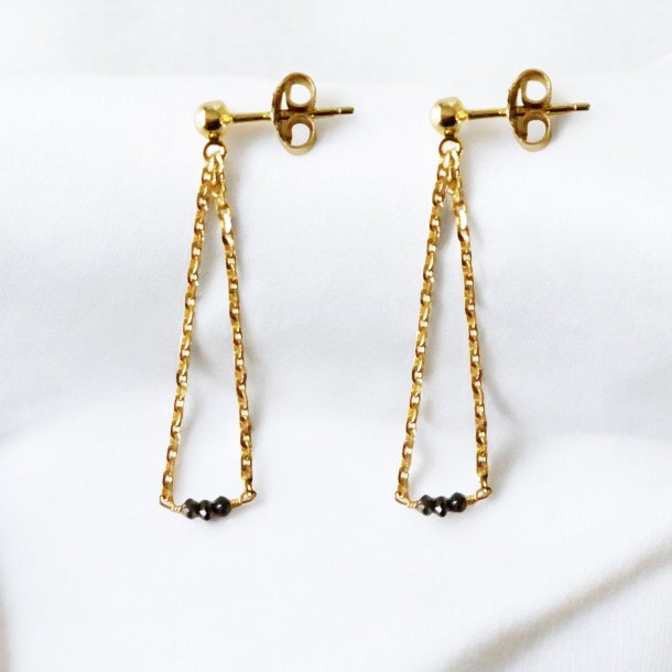 14K Earrings with Black Faceted Diamonds