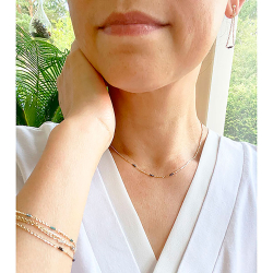 Armbnd eller halskde i 14kt guld med Facetterede Antracit Diamanter