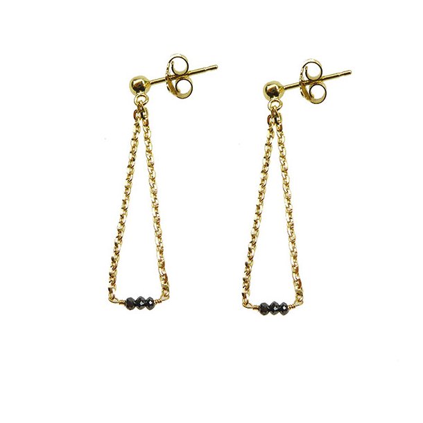 14K Earrings with Black Faceted Diamonds