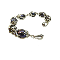 Perlearmbnd med Magnetls eller halskde - Sorte Ferskvandsperler - Rhodineret/925