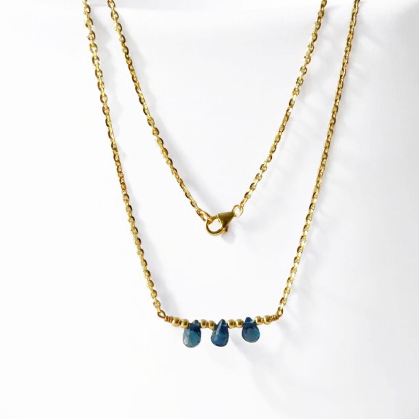 14K Necklace w. London Blue Faceted Topas