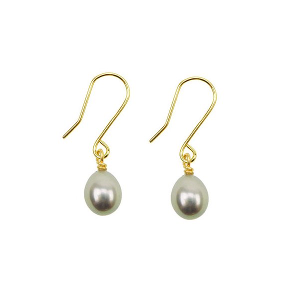 14K Earrings w.grey Fresh Water Pearl