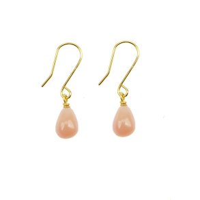 14kt reringe med drbeformet glat Pink Opal