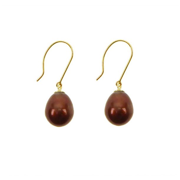Earrings 14K  w. chocolate colour Fresh Water Pearls 