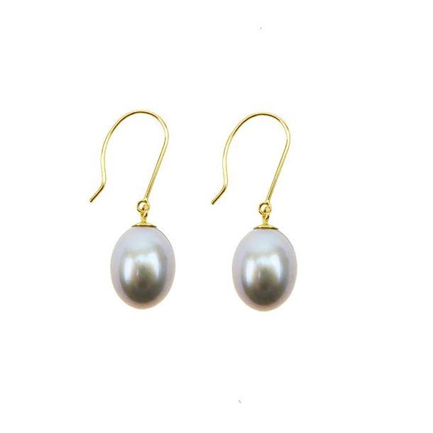 Earrings 14K  w. silvergrey Fresh Water Pearls 