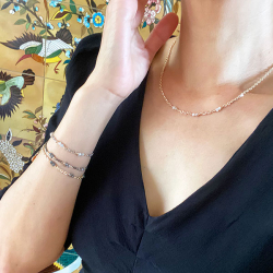 Armbnd &amp; Halskde m. Rdiamanter-Antracit - Rhodineret &amp; Forgyldt Sterlingslv