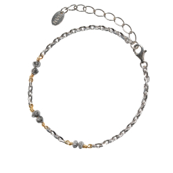 Armbnd &amp; Halskde m. Rdiamanter-Antracit - Rhodineret &amp; Forgyldt Sterlingslv