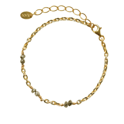 Armbnd &amp; Halskde m. Rdiamanter - Antracit &amp; Forgyldt Sterlingslv