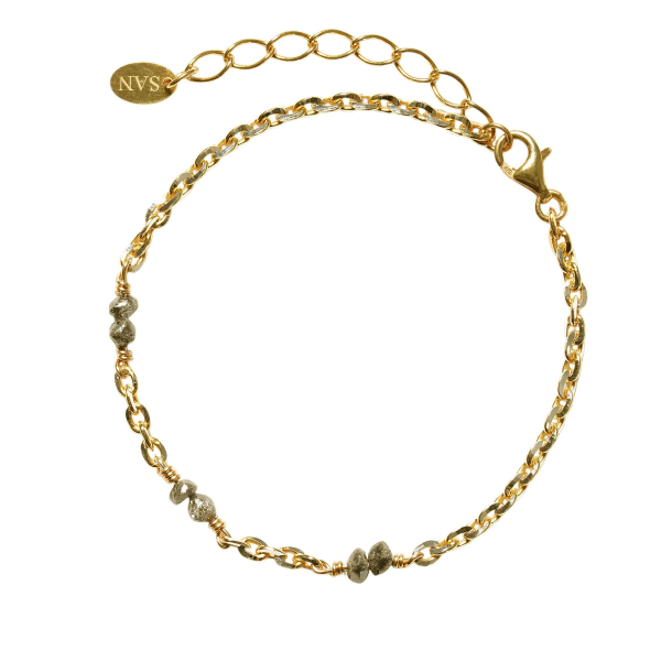 Armbnd &amp; Halskde m. Rdiamanter - Antracit &amp; Forgyldt Sterlingslv