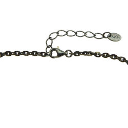 Armbnd &amp; Halskde m.Rdiamanter Bl/Grnlige &amp; Sort Rhodineret Sterlingslv