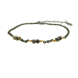 Armbnd &amp; Halskde m. Rdiamanter- Antraciti &amp; Sort Rhodineret Sterlingslv