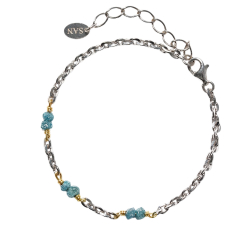 Armbnd &amp; Halskde m.Rdiamanter Bl/Grnlige - Rhodineret &amp; Forgyldt Sterlingslv