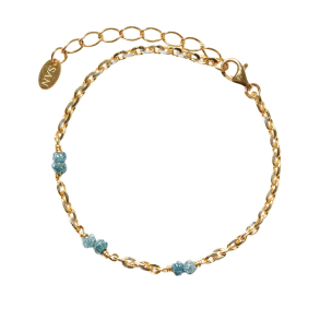 Armbnd eller Halskde m.Rdiamanter Bl/Grnlige & Forgyldt Sterlingslv