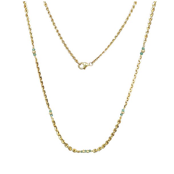 14K Graduated Necklace w. faceted Blue Green Raw Diamonds