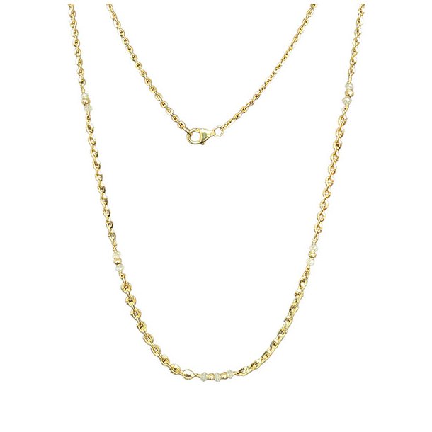 14K Graduated Necklace w. faceted Grey Raw Diamonds