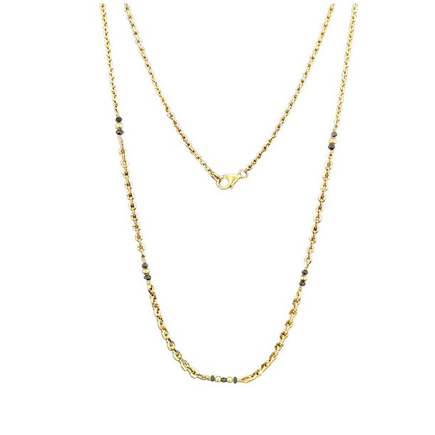 14K Graduated Necklace w. faceted Black Raw Diamonds