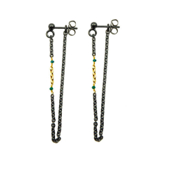 reringe i oxideret Sterlingslv &amp; 14kt &amp; Bl Diamanter