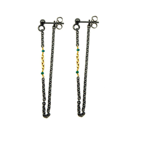 reringe i oxideret Sterlingslv & 14kt & Bl Diamanter