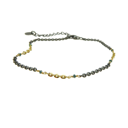 Bracelet &amp; Necklace 925/585 -Oxidised &amp; Blue Diamonds