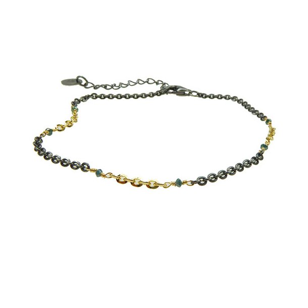 Bracelet &amp; Necklace 925/585 -Oxidised &amp; Blue Diamonds