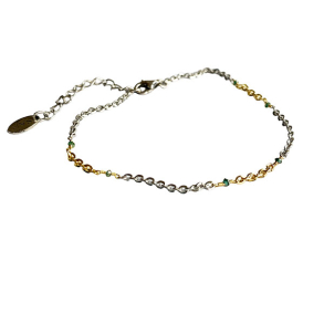 Armbnd eller halskde 925/585 - Rhodineret/facetterede bl diamanter