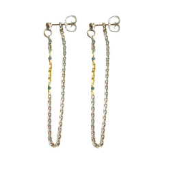 reringe i rhodineret Sterlingslv &amp; 14kt med Bl Diamanter