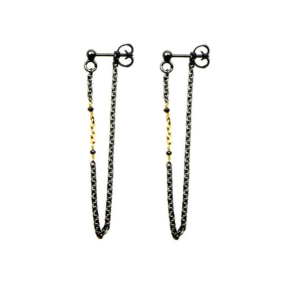 Earrings 925/585 - Oxidised &amp; Black Diamonds
