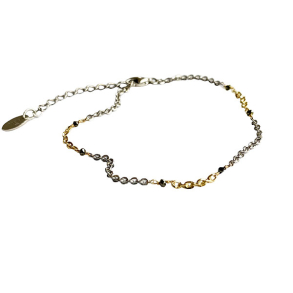 Armbnd eller halskde i 925/585 - Rhodineret/facetterede sorte diamanter