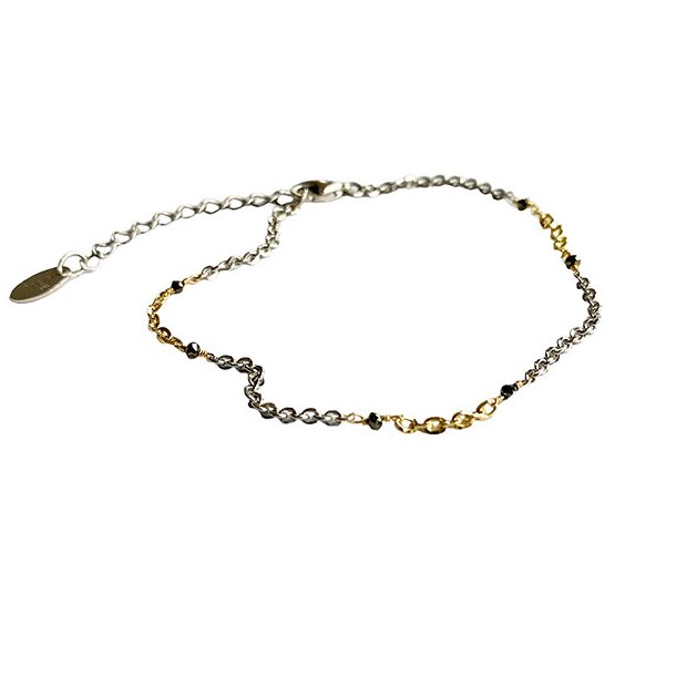 Bracelet &amp; Necklace 925/585 - Rhodium &amp; Black Diamonds
