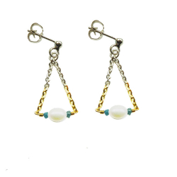 reringe med rhodineret Sterlingslv &amp; 14kt m.Ferskvandsperler &amp; Bl Diamanter