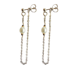 reringe i rhodineret Sterlingslv &amp; 14kt m.Ferskvandsperler &amp; Sorte Diamanter