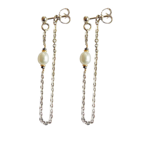 reringe i rhodineret Sterlingslv & 14kt m.Ferskvandsperler & Sorte Diamanter