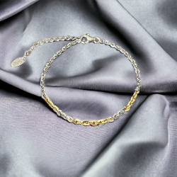 Armbnd eller Halskde - 14 karat lasersvejset i Rhodineret Sterlingslv