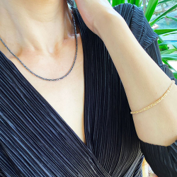 Armbnd eller halskde - Oxideret/925 DiamondCut= 2,8mm