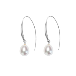 reringe i Rhodineret Sterlingslv med Hvide Ferskvandsperler ca.11x9mm