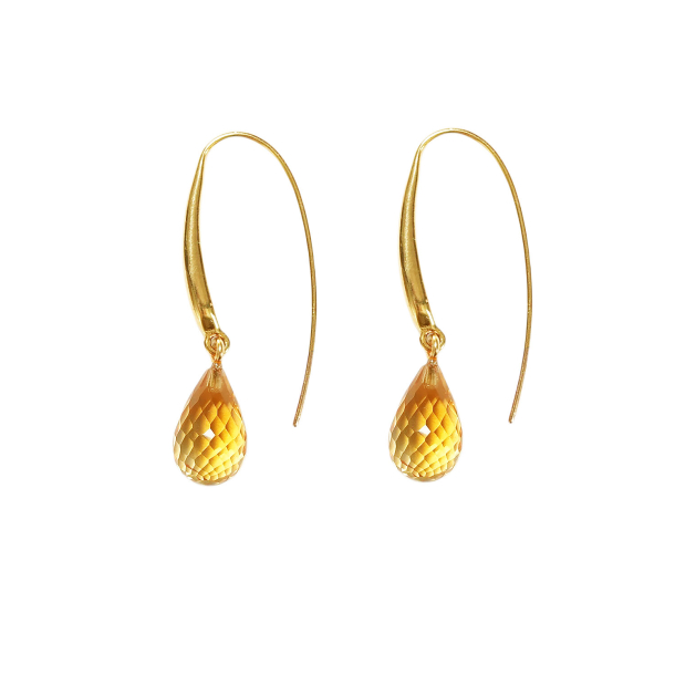 reringe i Forgyldt Sterlingslv med Citrin i str.12x8mm