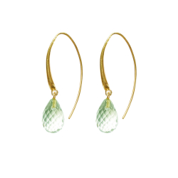 reringe i Forgyldt Sterlingslv med Grn Ametyst i str.12x8mm 