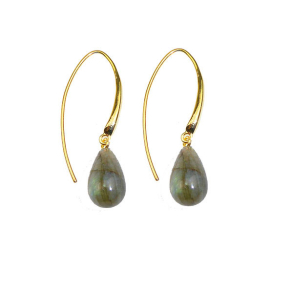 reringe i Forgyldt Sterlingslv med Labradorit i str.12x8mm