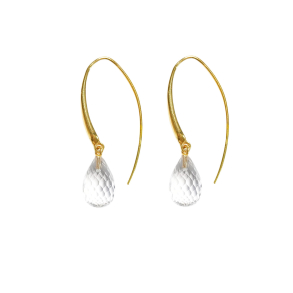 reringe i Forgyldt Sterlingslv med Bjerg Krystal i str.12x8mm