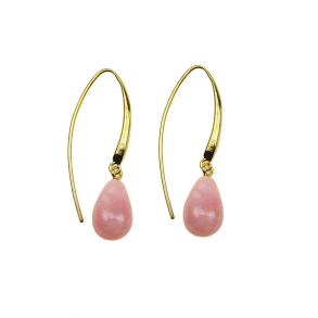 reringe i Forgyldt Sterlingslv med Pink Opal i str.12x8mm